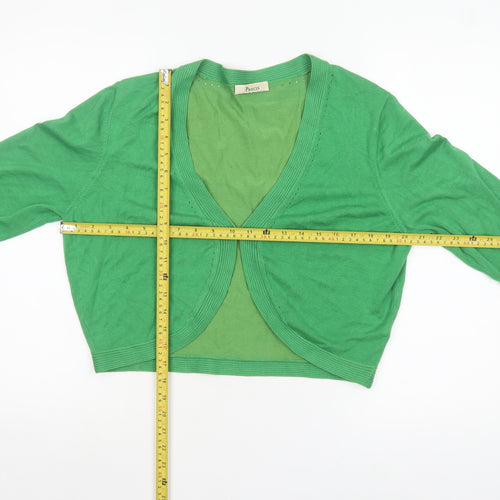 Precis Women’s Green Viscose Blend 3/4 Sleeve V-Neck Cardigan Size L