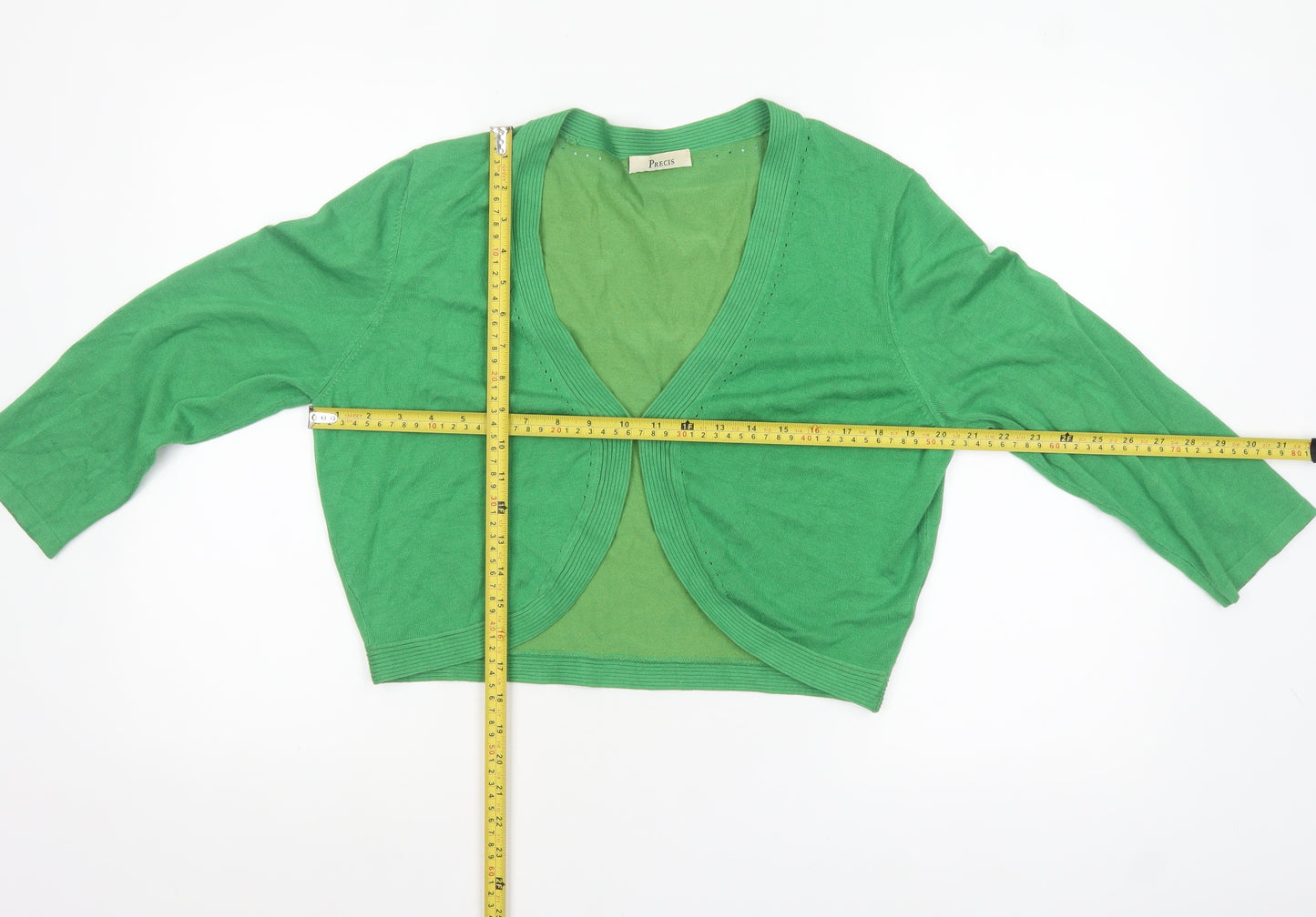 Precis Women’s Green Viscose Blend 3/4 Sleeve V-Neck Cardigan Size L