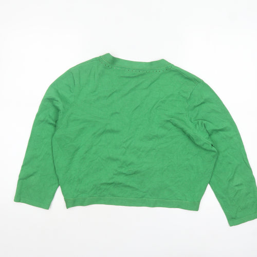 Precis Women’s Green Viscose Blend 3/4 Sleeve V-Neck Cardigan Size L