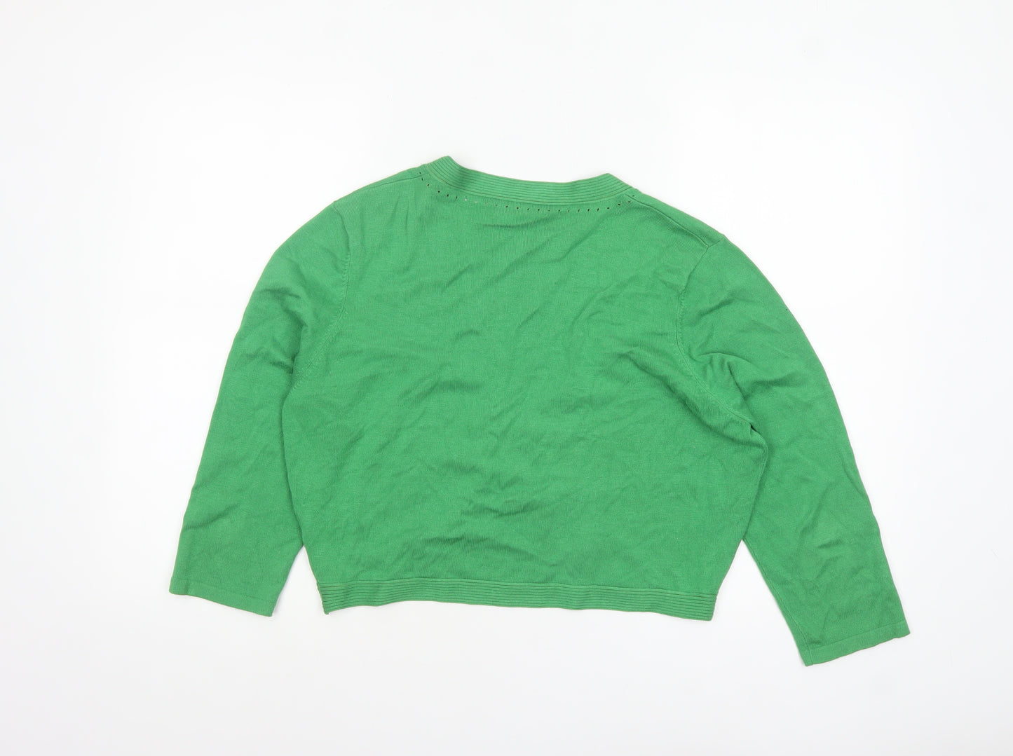Precis Women’s Green Viscose Blend 3/4 Sleeve V-Neck Cardigan Size L
