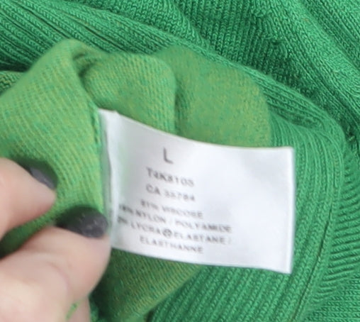 Precis Women’s Green Viscose Blend 3/4 Sleeve V-Neck Cardigan Size L