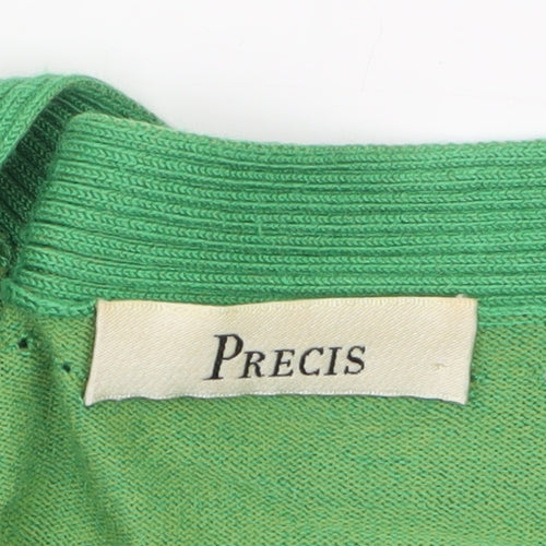 Precis Women’s Green Viscose Blend 3/4 Sleeve V-Neck Cardigan Size L