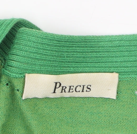 Precis Women’s Green Viscose Blend 3/4 Sleeve V-Neck Cardigan Size L
