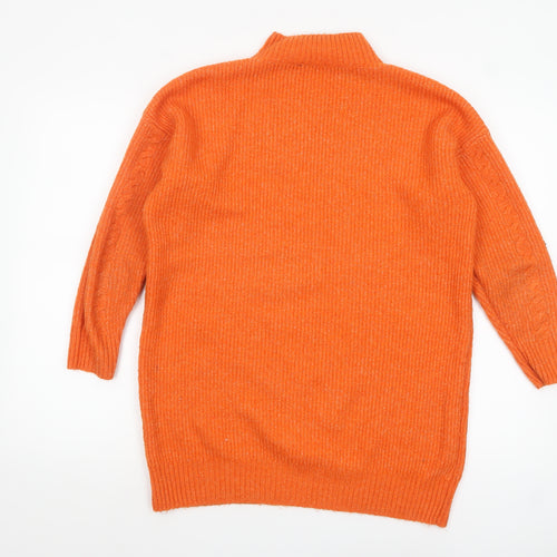 Tu Womens Orange Cable-Knit Mock Neck Jumper Size 12