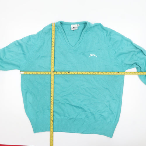 Slazenger Men Blue XL V-Neck Acrylic Classic Knit Jumper