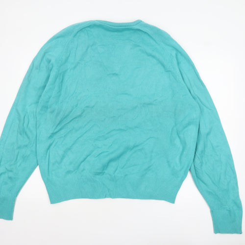 Slazenger Men Blue XL V-Neck Acrylic Classic Knit Jumper