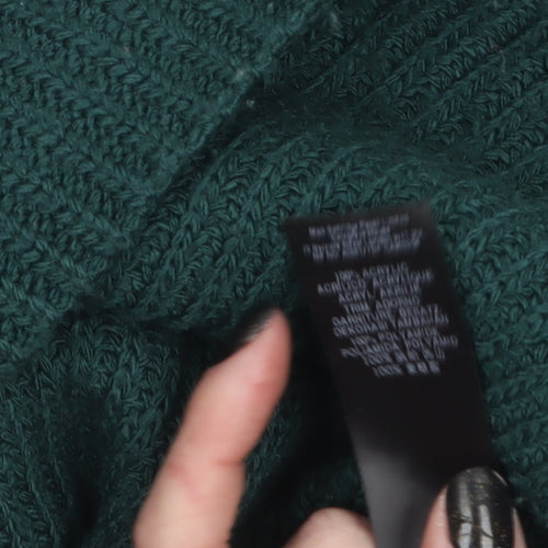 Miss Selfridge Women Green V-Neck Lace-Up Knit Jumper Size 8