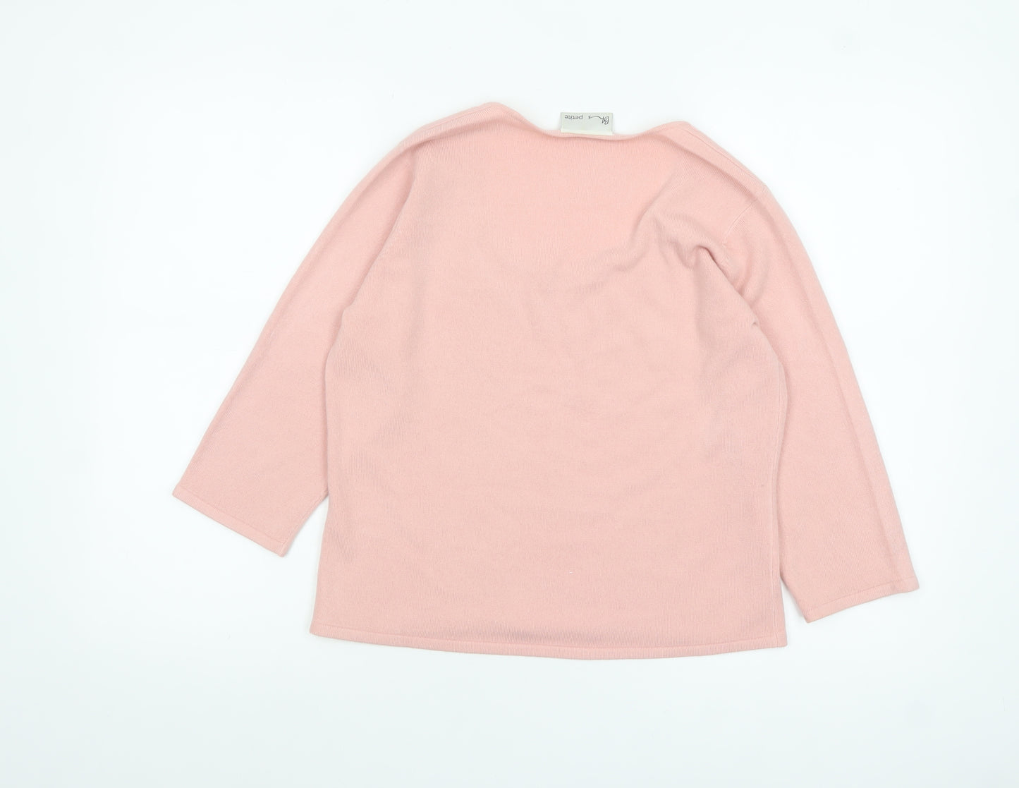 BHS Women’s Pink Petite Sequin Scoop Neck 3/4 Sleeve Jumper Size 14