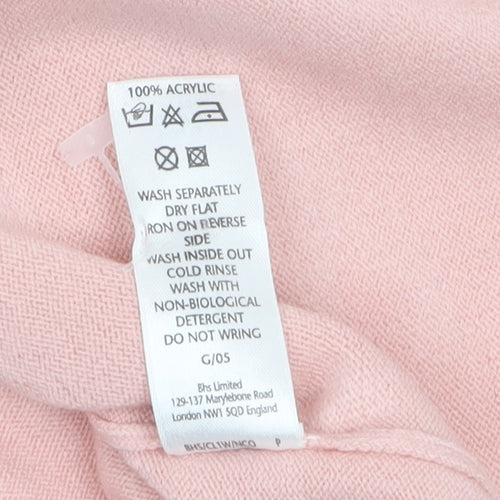 BHS Women’s Pink Petite Sequin Scoop Neck 3/4 Sleeve Jumper Size 14