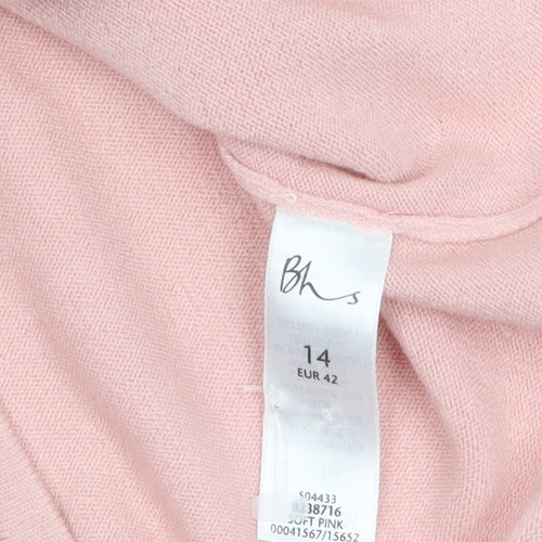 BHS Women’s Pink Petite Sequin Scoop Neck 3/4 Sleeve Jumper Size 14