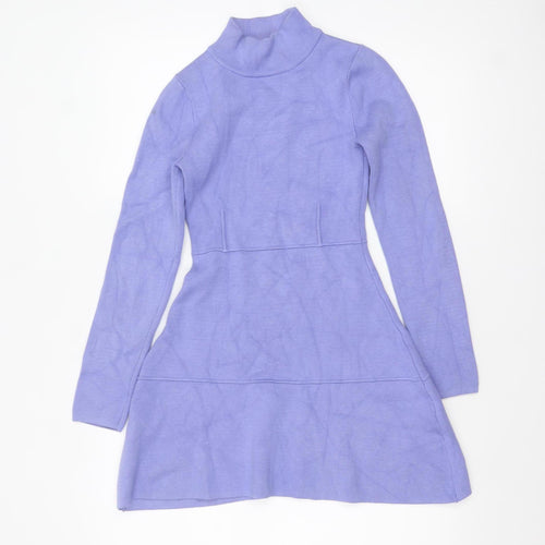 ZARA Women Purple Fit & Flare Knit Short Dress Size S