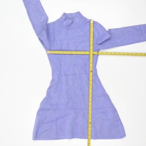 ZARA Women Purple Fit & Flare Knit Short Dress Size S