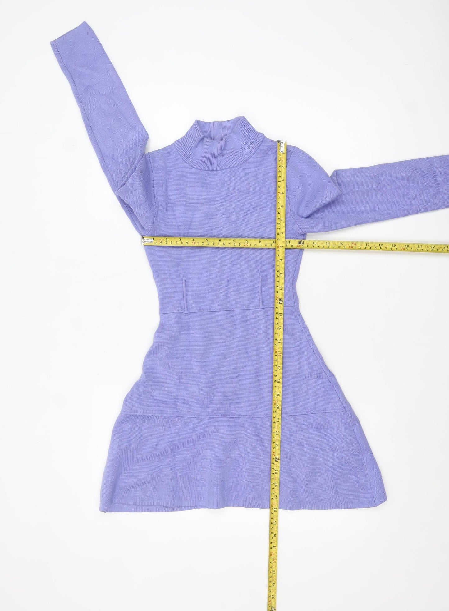 ZARA Women Purple Fit & Flare Knit Short Dress Size S