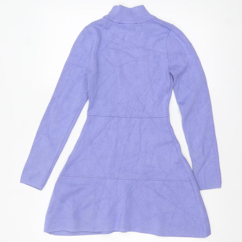 ZARA Women Purple Fit & Flare Knit Short Dress Size S