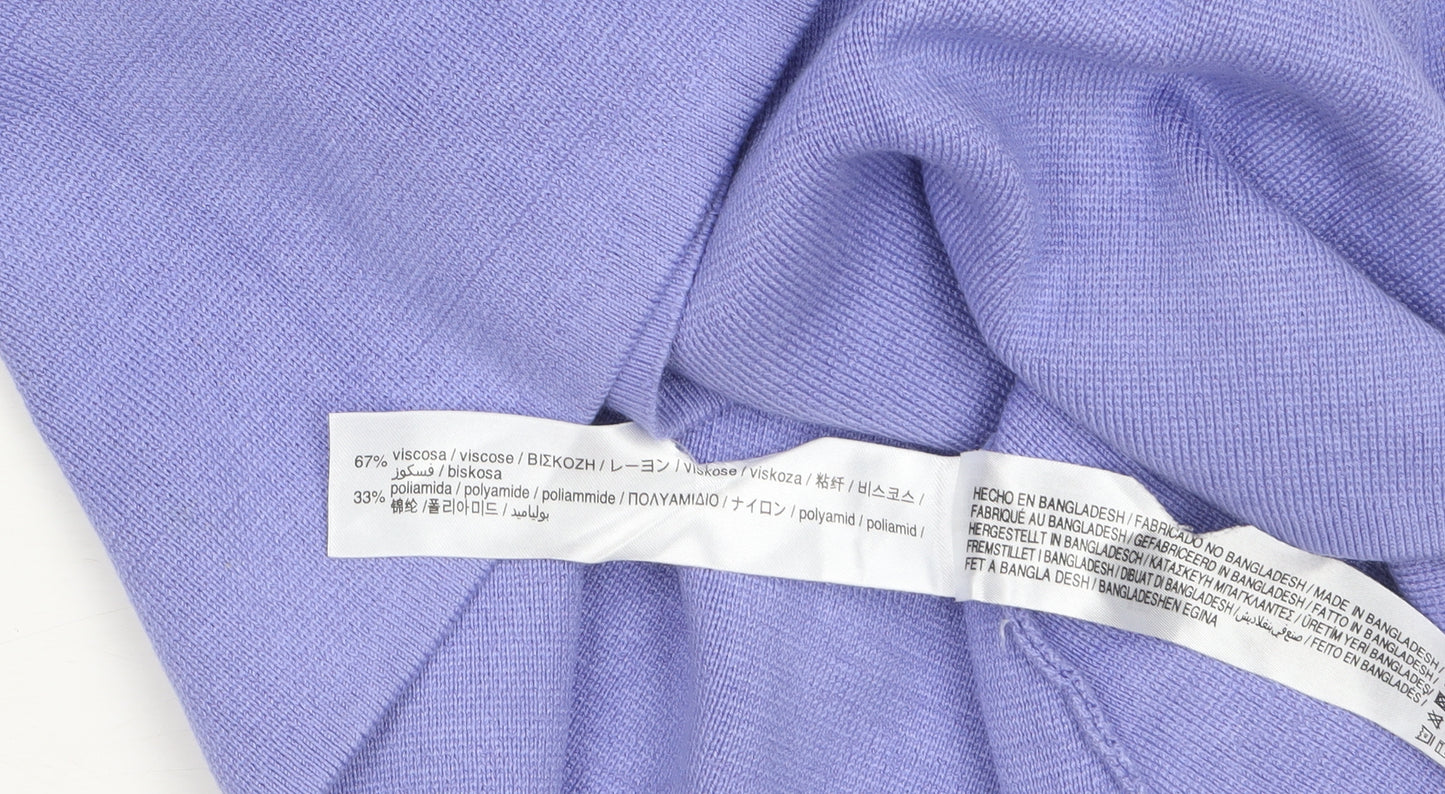 ZARA Women Purple Fit & Flare Knit Short Dress Size S