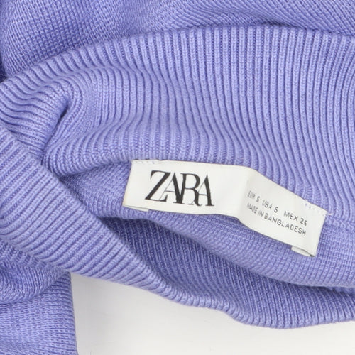 ZARA Women Purple Fit & Flare Knit Short Dress Size S