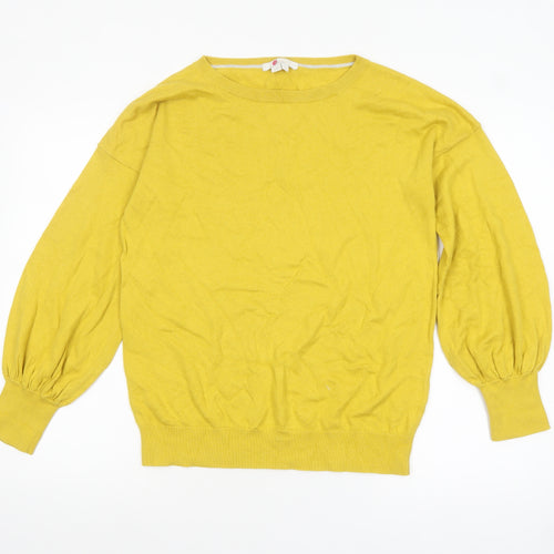 Boden Womens Yellow Wool Cotton Crew Neck Balloon Sleeve Jumper M