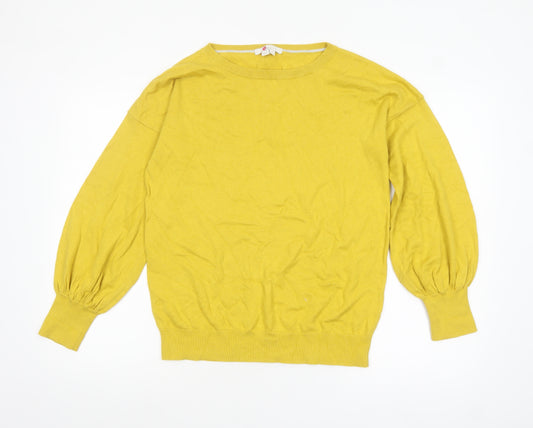 Boden Womens Yellow Wool Cotton Crew Neck Balloon Sleeve Jumper M