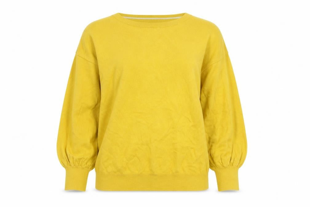 Boden Womens Yellow Wool Cotton Crew Neck Balloon Sleeve Jumper M