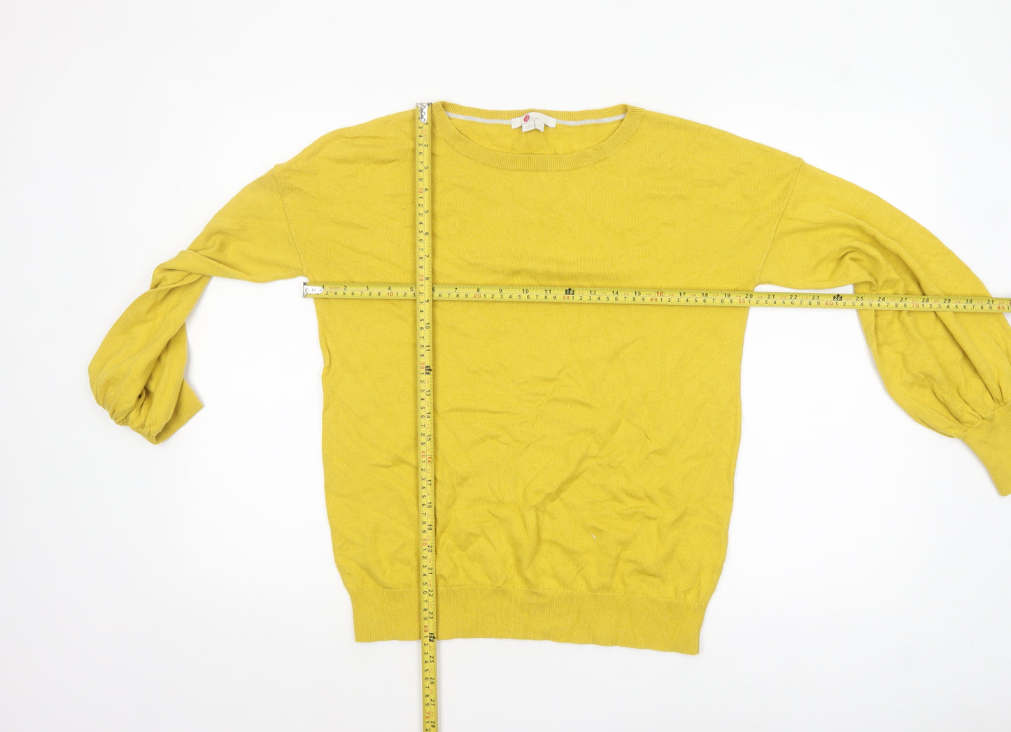 Boden Womens Yellow Wool Cotton Crew Neck Balloon Sleeve Jumper M
