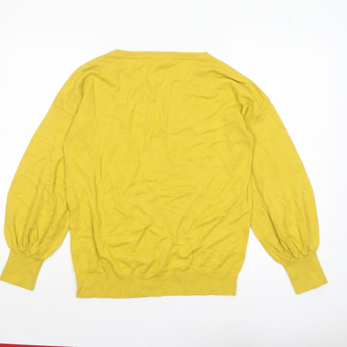 Boden Womens Yellow Wool Cotton Crew Neck Balloon Sleeve Jumper M