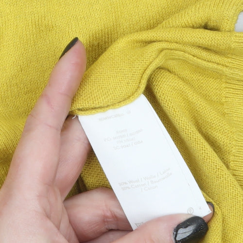 Boden Womens Yellow Wool Cotton Crew Neck Balloon Sleeve Jumper M