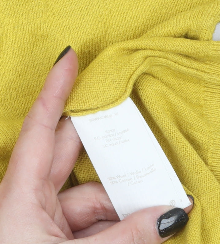 Boden Womens Yellow Wool Cotton Crew Neck Balloon Sleeve Jumper M
