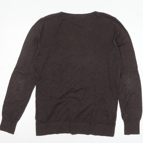 Gap Womens Brown V-Neck Long Sleeve Cotton Knit Pullover Jumper M