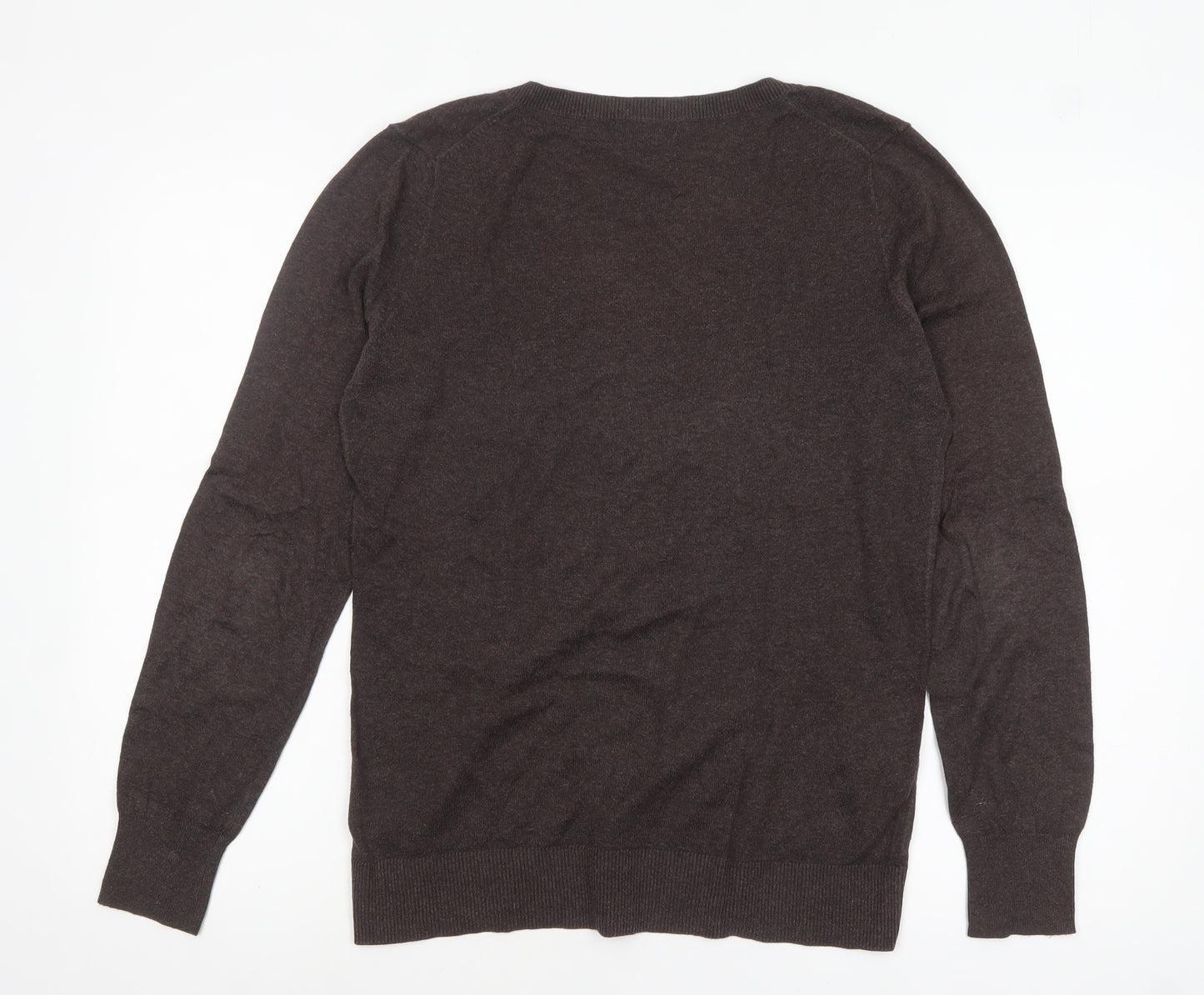 Gap Womens Brown V-Neck Long Sleeve Cotton Knit Pullover Jumper M