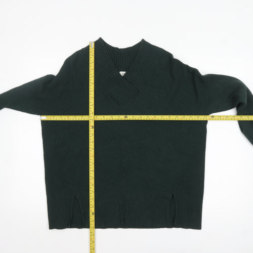 River Island Women’s Green V-Neck Relaxed Knit Jumper Size M