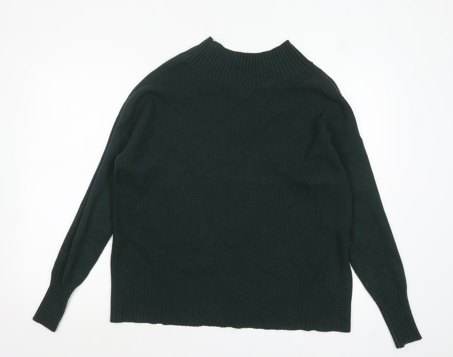 River Island Women’s Green V-Neck Relaxed Knit Jumper Size M