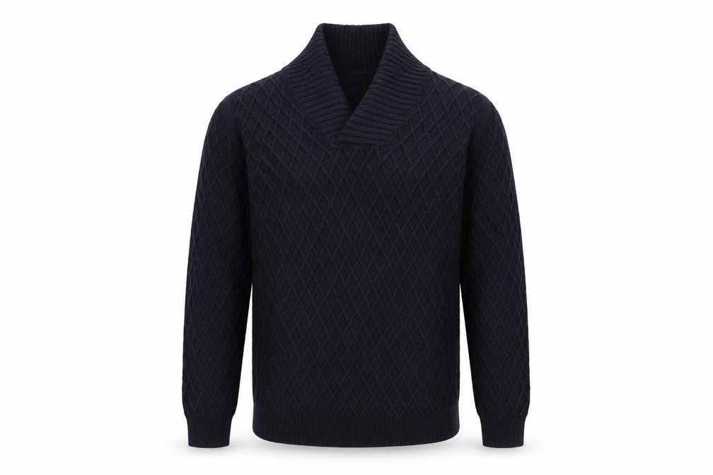 Front view of Massimo Dutti Men’s Black Cotton Cable Knit Roll Neck Jumper L