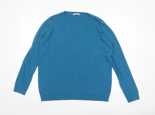 Tu Women Blue Size 20 Cable Knit Crew Neck Jumper