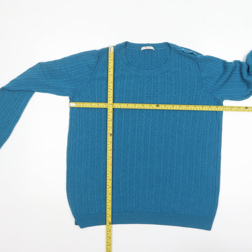 Tu Women Blue Size 20 Cable Knit Crew Neck Jumper