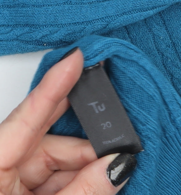 Tu Women Blue Size 20 Cable Knit Crew Neck Jumper