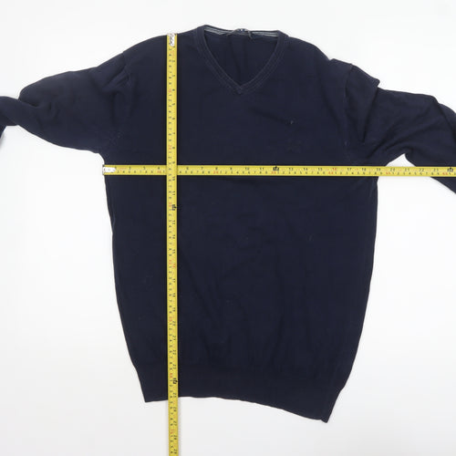 Crew Clothing Company Men's Blue Cotton V-Neck Jumper Size S
