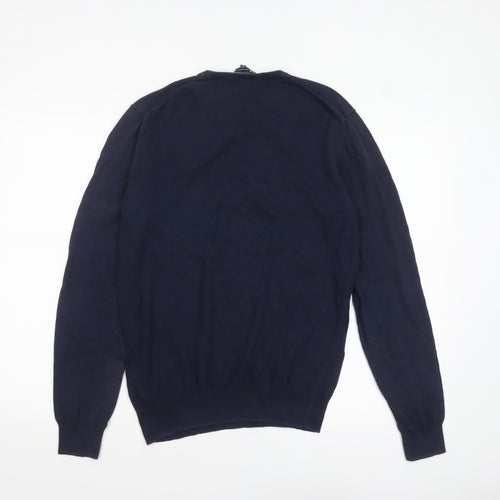 Crew Clothing Company Men's Blue Cotton V-Neck Jumper Size S