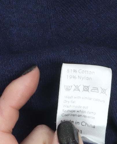 John Lewis Women's Blue Cotton Blend V-Neck Jumper Size 12