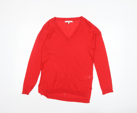 Next Women's Red V-Neck Long Sleeve Pullover Jumper Size 10