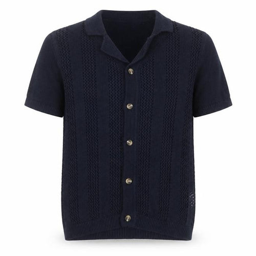 Marks and Spencer Boys Navy Blue Button Cardigan 8-9 Years Short Sleeve Knit