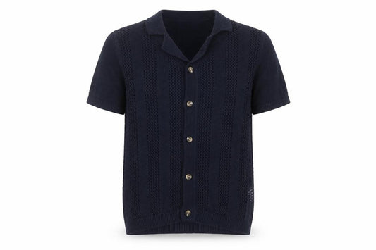 Marks and Spencer Boys Navy Blue Button Cardigan 8-9 Years Short Sleeve Knit