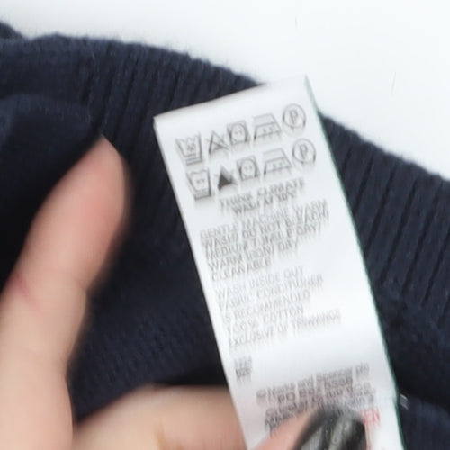 Marks and Spencer Boys Navy Blue Button Cardigan 8-9 Years Short Sleeve Knit