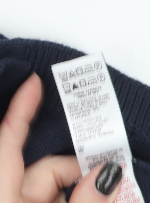 Marks and Spencer Boys Navy Blue Button Cardigan 8-9 Years Short Sleeve Knit
