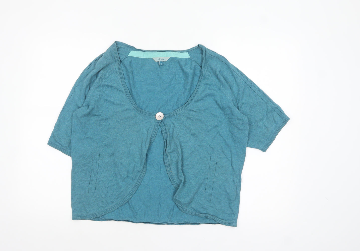Fat Face Women’s Blue Cotton Short Sleeve Cardigan Size 18