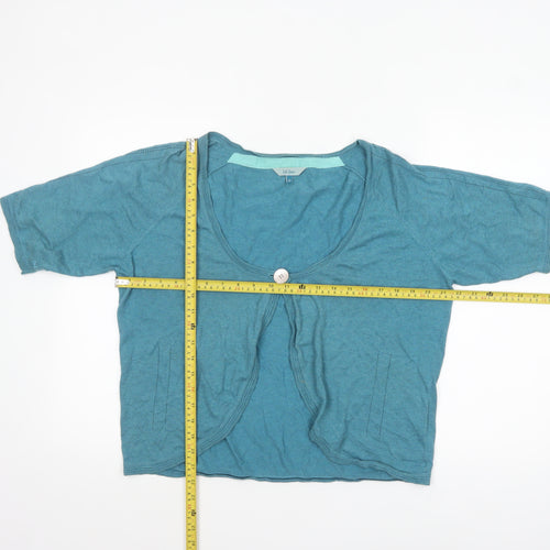 Fat Face Women’s Blue Cotton Short Sleeve Cardigan Size 18