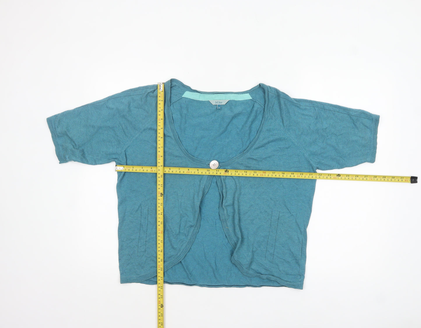 Fat Face Women’s Blue Cotton Short Sleeve Cardigan Size 18