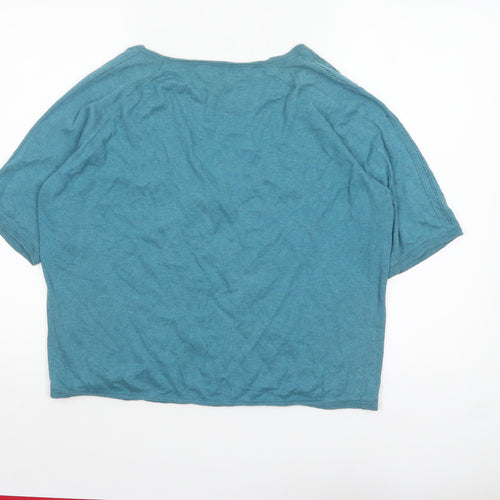 Fat Face Women’s Blue Cotton Short Sleeve Cardigan Size 18