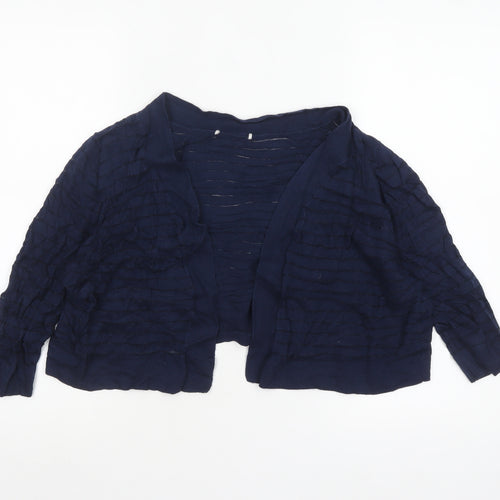 Tu Women Blue Open-Knit Cardigan Size 16 Lightweight Stretch