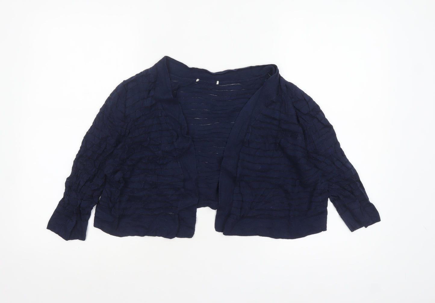 Tu Women Blue Open-Knit Cardigan Size 16 Lightweight Stretch