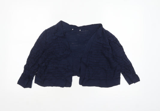 Tu Women Blue Open-Knit Cardigan Size 16 Lightweight Stretch